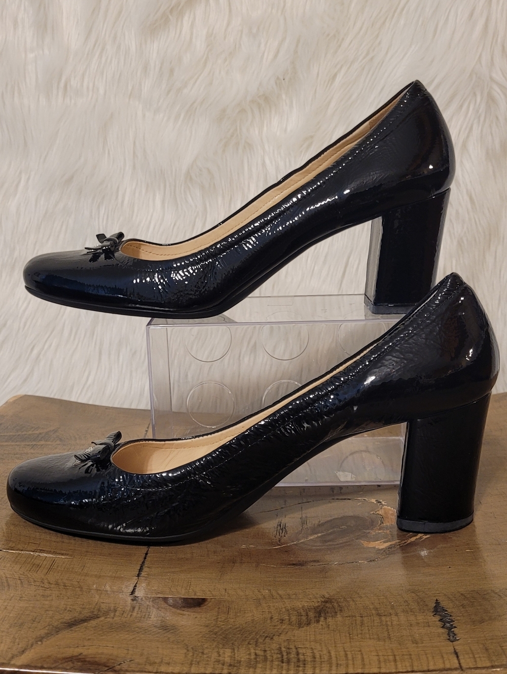 Prada Black Patent Leather Chuncky Heel s - Picture 3 of 12